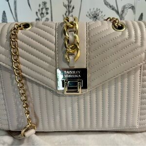 Badgley Mischka Beige Quilted Shoulder Bag